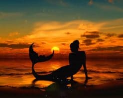 Mermaid Silhouette Sunset paint by number