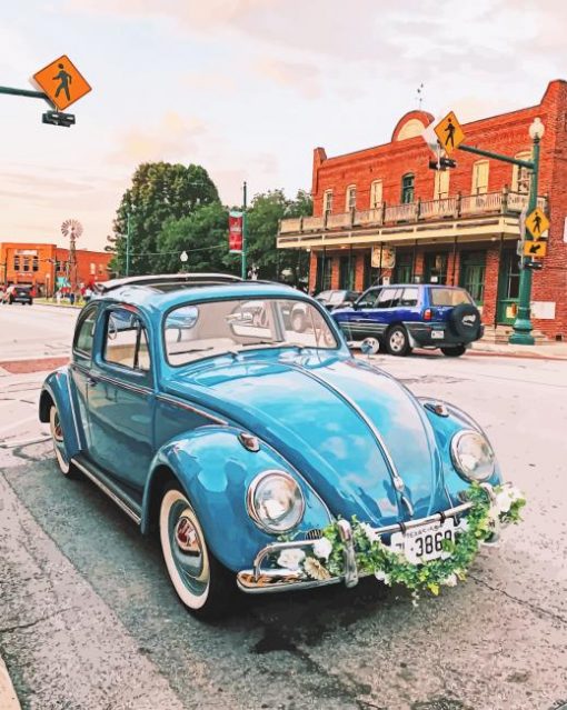 Old Blue Volkswagen Beetle paint by number