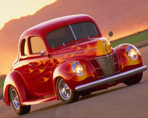 old hot rod car adult paint by numbers