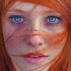 Red Head Girl With Blue Eyes Paint By Numbers