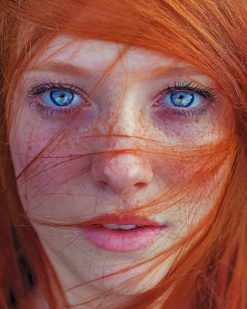 Red Head Girl With Blue Eyes Paint By Numbers