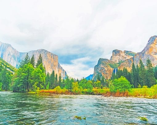 River Yosemite Valley California paint by number