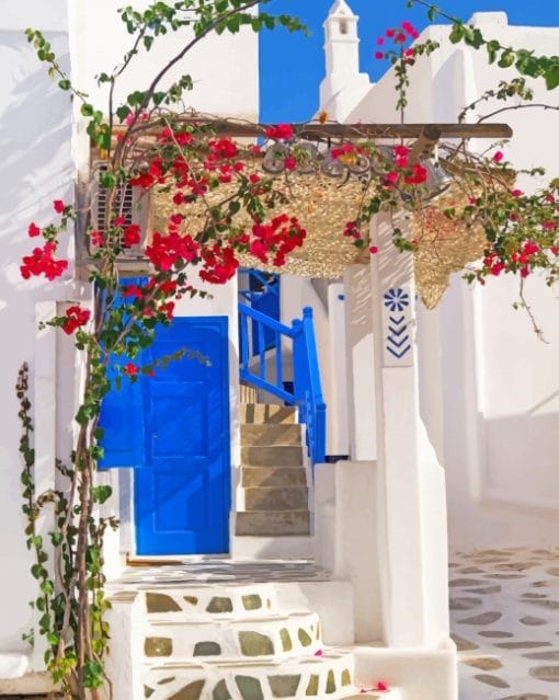 Santorini Traditional Greek House Design paint by number