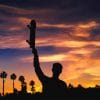 Silhouette Man Holding Skateboard paint by number