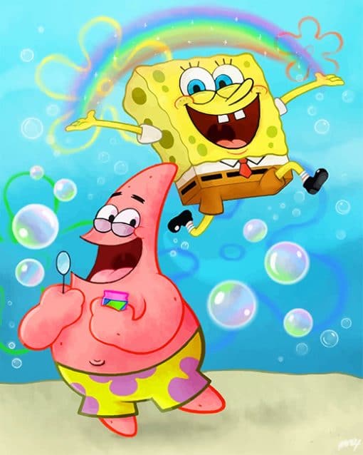 SpongeBob & Patrick Having Fun Paint By Numbers