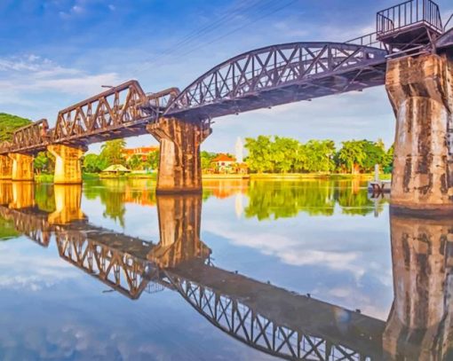 Thailand Kanchanaburi Bridge paint by number