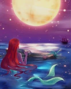 The Little Mermaid Watching The Moon paint by numbers