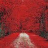 Trees Red Path paint by number