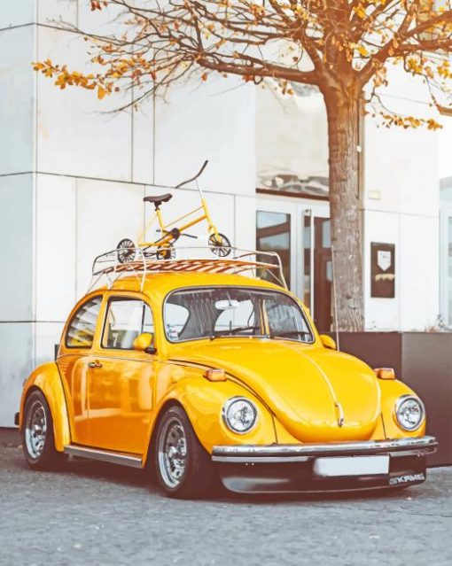 Vintage Yellow Volkswagen Beetle paint by number