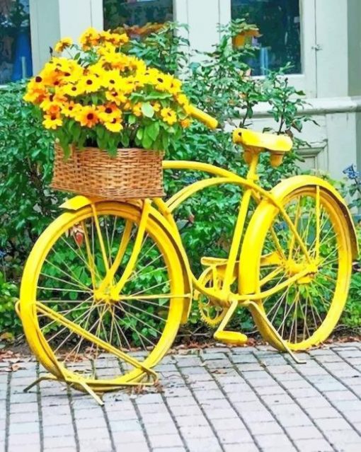 Yellow Bike With Flowers paint by numbers