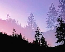 Yosemite Valley Trees Silhouette paint by number