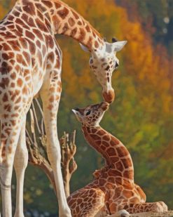 Mom And Baby Giraffe paint by numbers