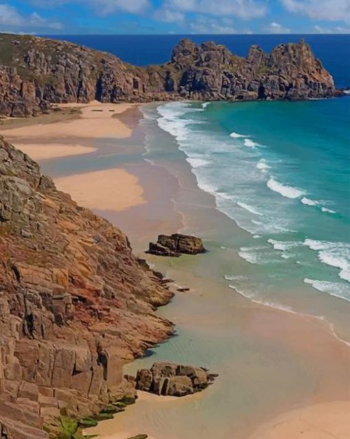 Porthcurno Beach Of England paint by numbers