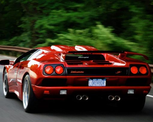 Red Lamborghini Diablo paint by number