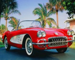 Red Chevrolet Corvette paint by number