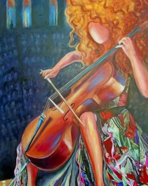 Woman Playing Violin in Stage paint by numbers