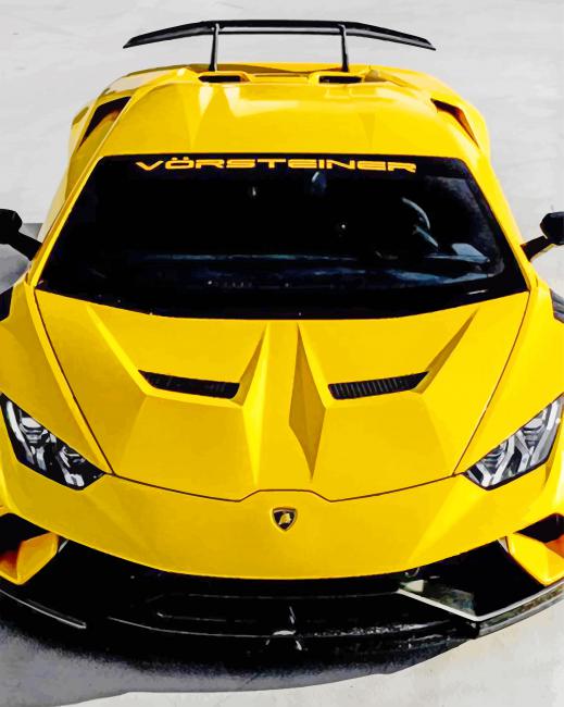 Yellow Lamborghini paint by numbers