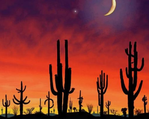 Arizona Cactus Silhouette paint by number