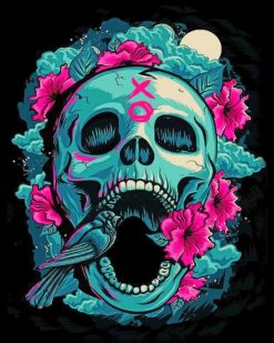 Artwork Skull Flowers paint by number