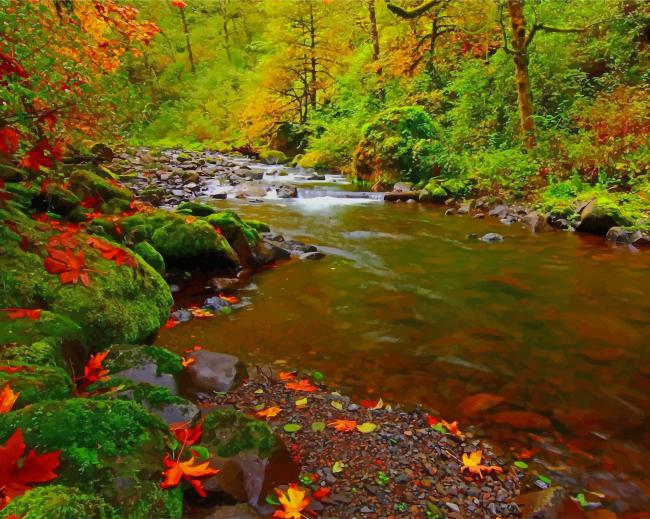 Autumn River Landscape paint by number