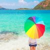 Beach Girl With Umbrella paint by number