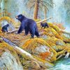 Black Bears In Autumn paint by number