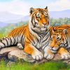 Chilling Tigers Wildlife paint by number