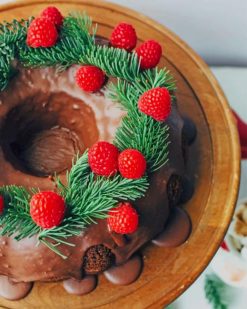 Christmas Wreath Bundt Cake paint by numbers