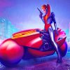 Cyberpunk Girl On Bike paint by number