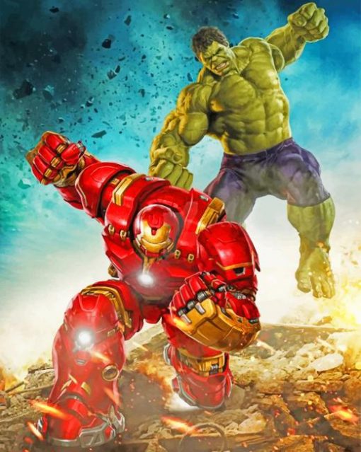 Hulk And Iron Man Marvel paint by numbers