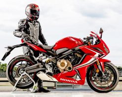 Motorcyclist With Red Honda Bike paint by number