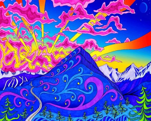 Nature Mountain Trippy Art paint by number