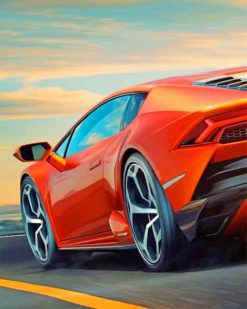 Orange Lamborghini Huracan Evo paint by numbers