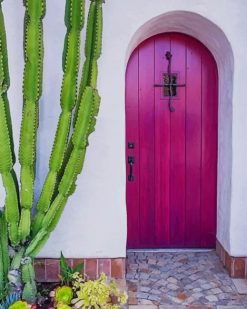 Purple Door With Plants paint by numbers