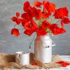 Red Flowers In Vase paint by number