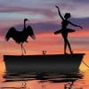 Silhouette of Girl and Bird Dancing paint by numbers