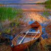 Wood Boat on The River paint by numbers