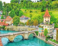 Arch Bridge In Bern Switzerland paint by numbers