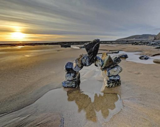 Balanced Stones On Beach paint by number