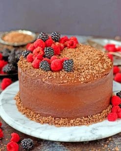 Chocolate Cake With Berries paint by numbers