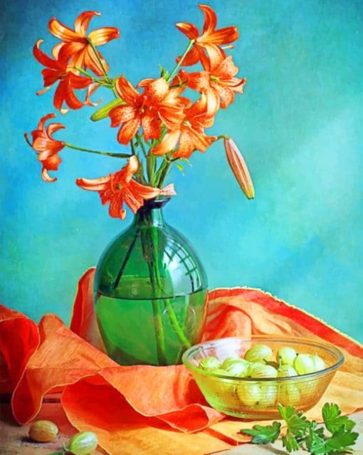 Orange Flowers Still Life paint by numbers