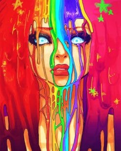 Rainbow Illustration Girl paint by numbers