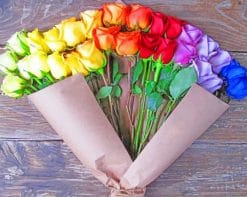 Rainbow Roses Bouquet paint by numbers