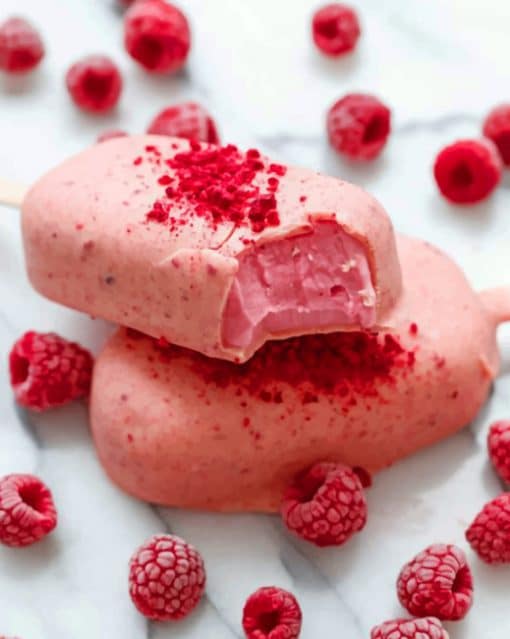 Raspberries White Chocolate Ice Cream paint by numbers