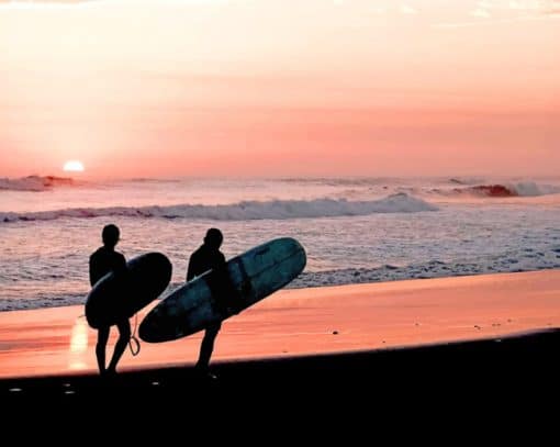 Surfers Silhouette paint by numbers