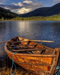 Wood Boat On The Rive paint by numbers