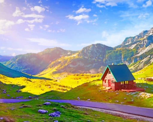 Wooden House In Durmitor National Park Nature paint by numbers