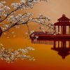 Cherry Blossom At Sunset paint by number