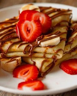 Chocolate Crepes With Strawberies And Banana paint by numbers