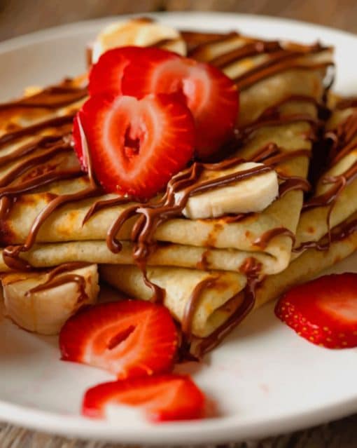 Chocolate Crepes With Strawberies And Banana paint by numbers